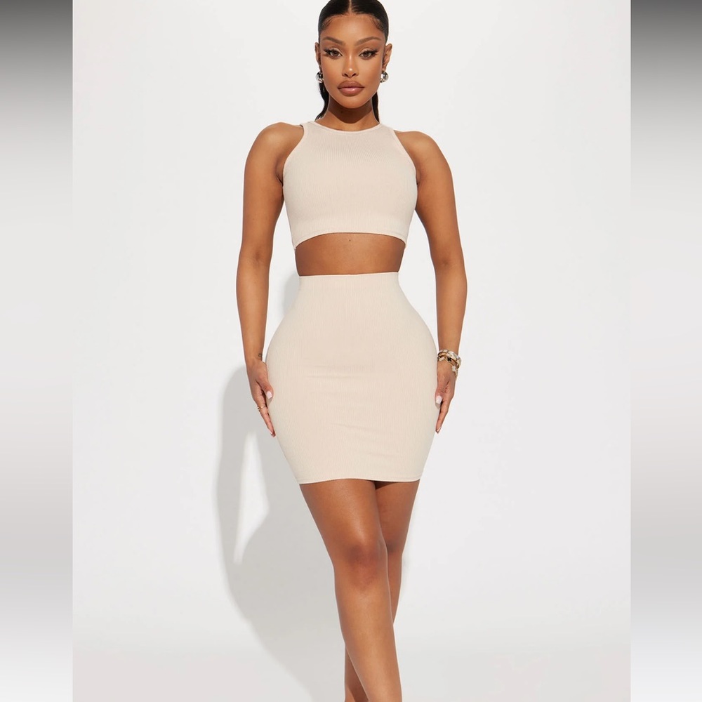 Izzy Snatched Skirt Set - Cream